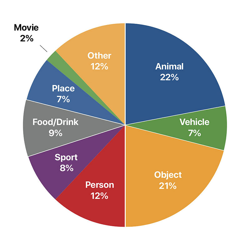 Pie chart of categories