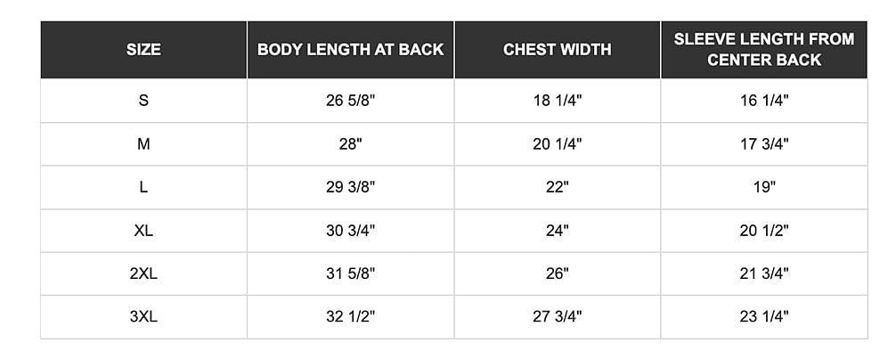 comfort colors 1717 sizing guide