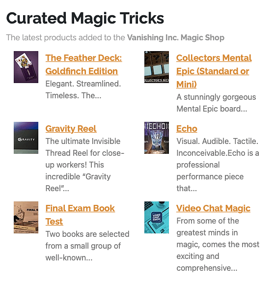 Curated magic tricks