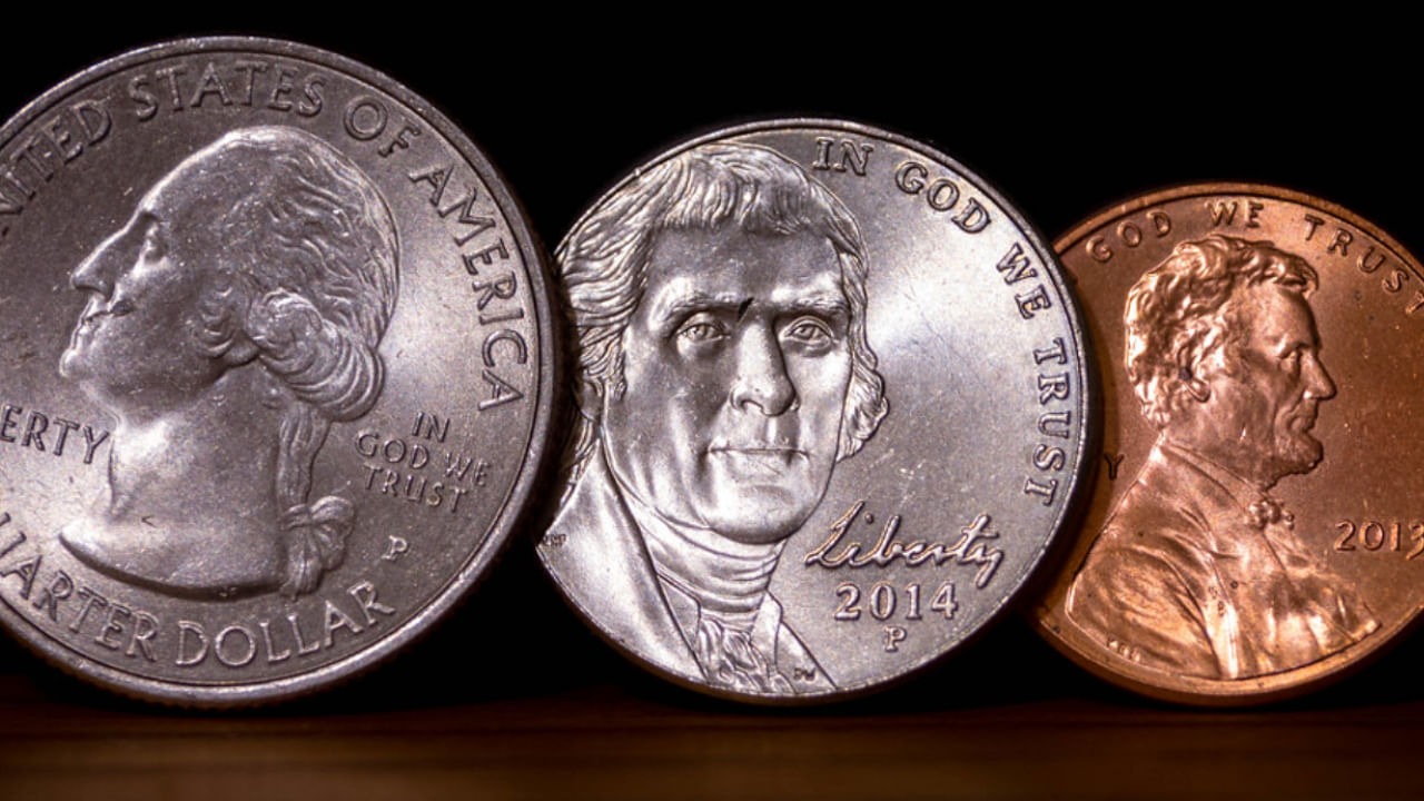 three coins quarter nickel dime