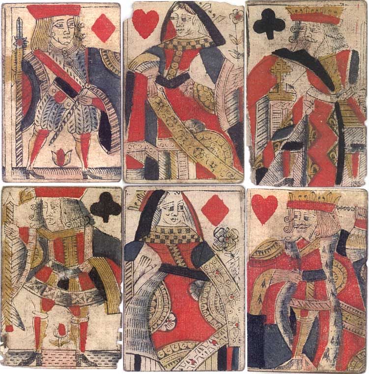 Old deck of cards feature lavish English court card designs