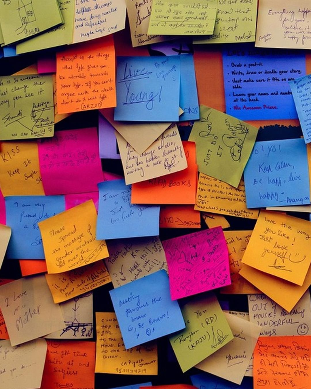 wall covered in sticky notes square image