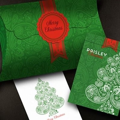 Paisley Metallic Green Playing Cards (Christmas Gift Box Set) Playing Cards