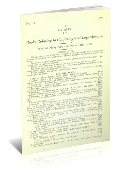A Catalog of Books Relating to Conjuring And Legerdemain