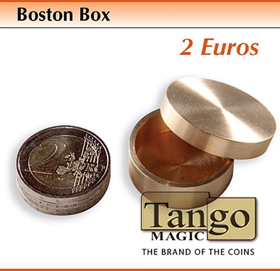 COIN THRU BRASS BOX MAGIC TRICK 2 EURO VERSION CLOSE UP 2 EURO COIN MAGIC