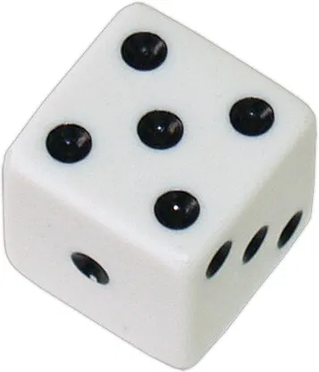 Die 1 White Economy w/ Black Spots 19mm