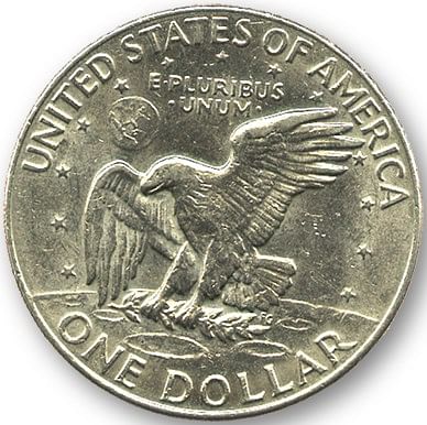 1970's Eagle on Moon for magic tricks etc USA Eisenhower Clad Dollar $1 Coin 
