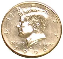 7in Jumbo Coin - Gold Kennedy Half Dollar