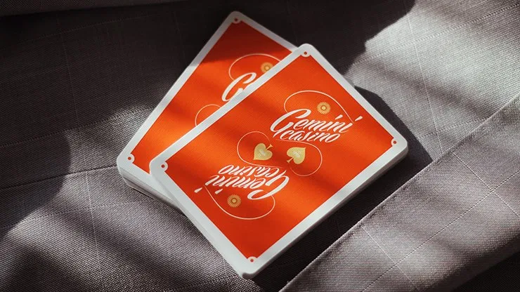 Limited Edition NO SEAL Gemini Casino 1975 Orange Playing Cards - image 4
