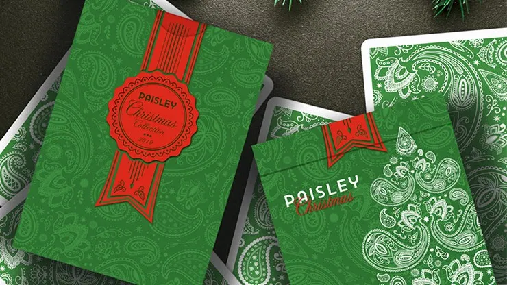 Paisley Metallic Green Playing Cards (Christmas Gift Box Set) - image 2