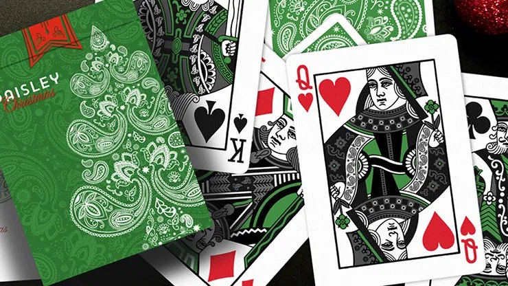 Paisley Metallic Green Playing Cards (Christmas Gift Box Set) - image 3