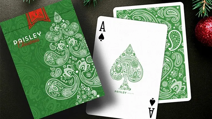 Paisley Metallic Green Playing Cards (Christmas Gift Box Set) - image 4