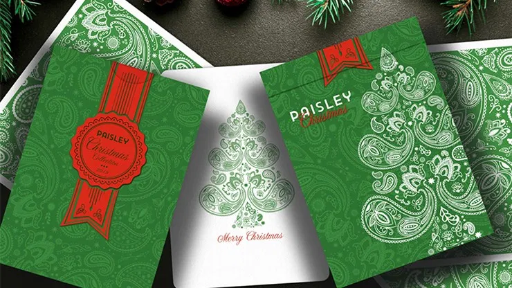 Paisley Metallic Green Playing Cards (Christmas Gift Box Set) - image 5