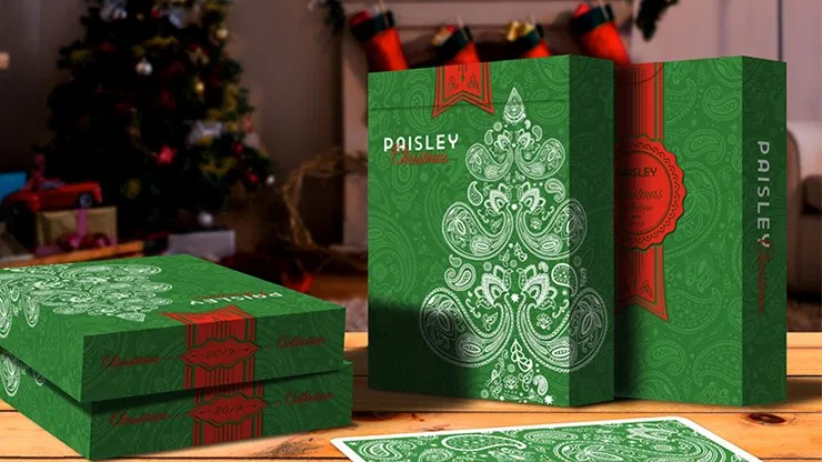 Paisley Metallic Green Playing Cards (Christmas Gift Box Set) - image 6