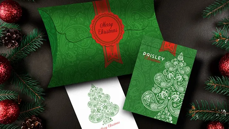 Paisley Metallic Green Playing Cards (Christmas Gift Box Set) - image 1