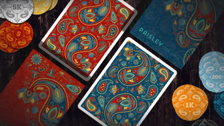 Plastic Paisley Poker Red Playing Cards - image 3