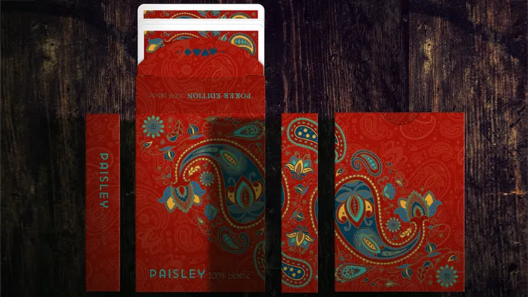 Plastic Paisley Poker Red Playing Cards - image 4