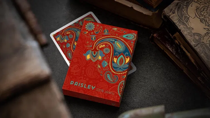 Plastic Paisley Poker Red Playing Cards - image 1