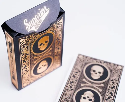 Superior Skull & Bones V2  Playing Cards (Black/Gold) - image 3