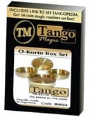 O-Korto Coin Box Set (Brass) - 1 Okito Coin Box / 1 German Coin Box / 1 Small Box Gimmicked Coin