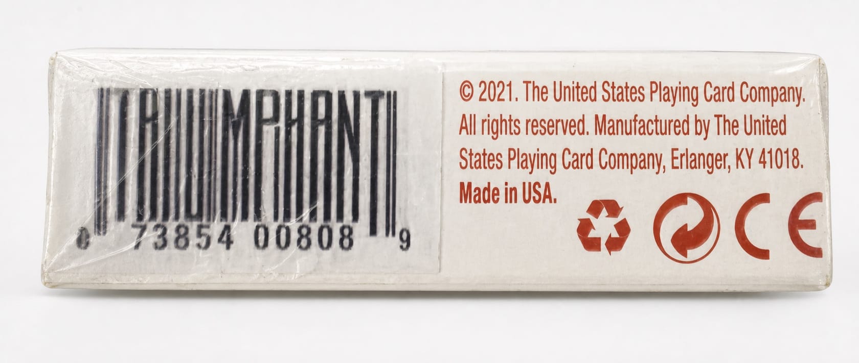 A hidden-word barcode label attached to a gimmicked deck card box