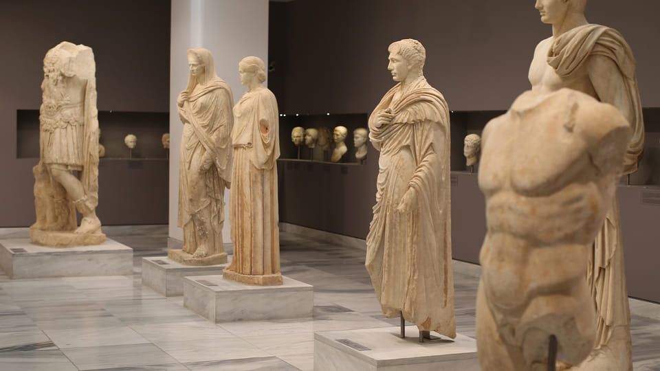 Interior of Heraklion Archaeological Museum with ancient Minoan artifacts
