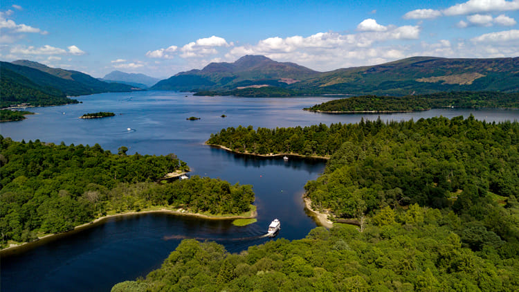 The islands and Highland mountains of Loch Lomond